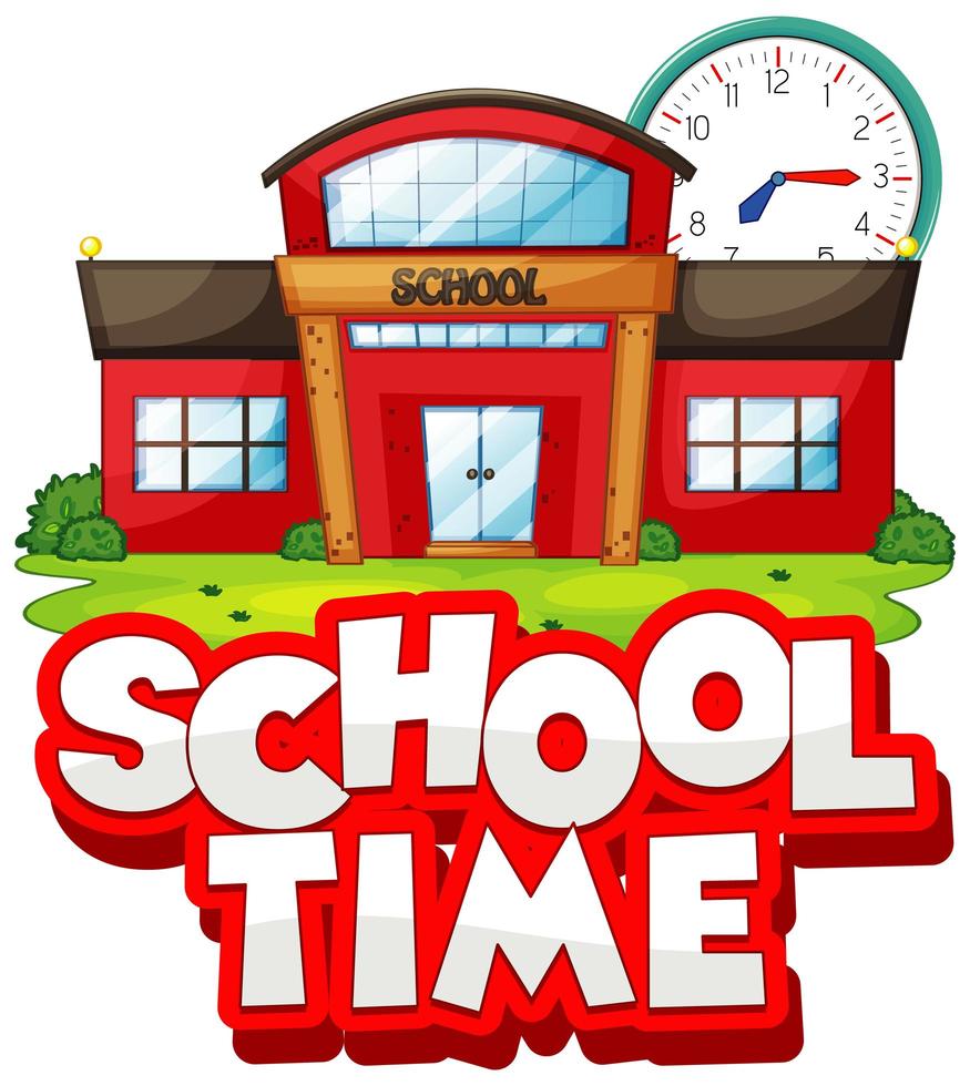 School time tex with school and clock vector