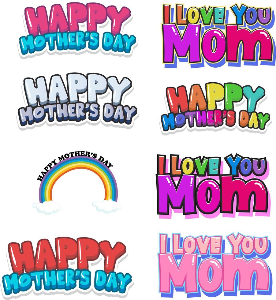 Happy mother's day sign set vector