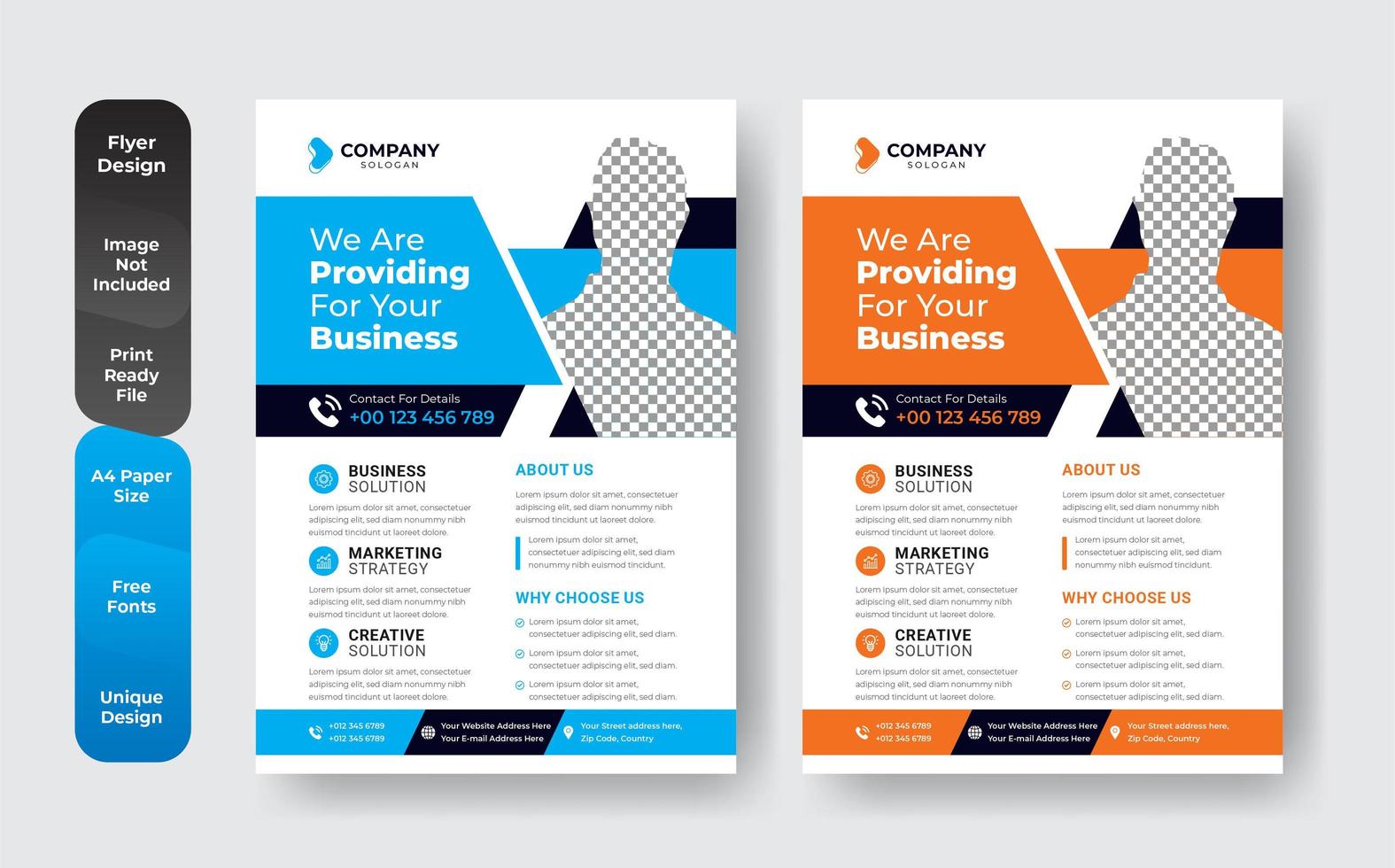 Business orange and blue business template set  vector
