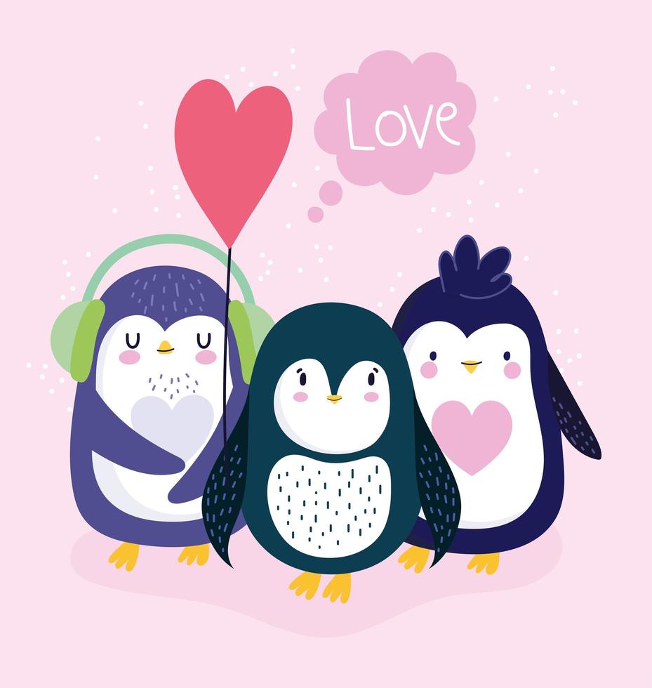 Penguins lovely antarctic birds vector