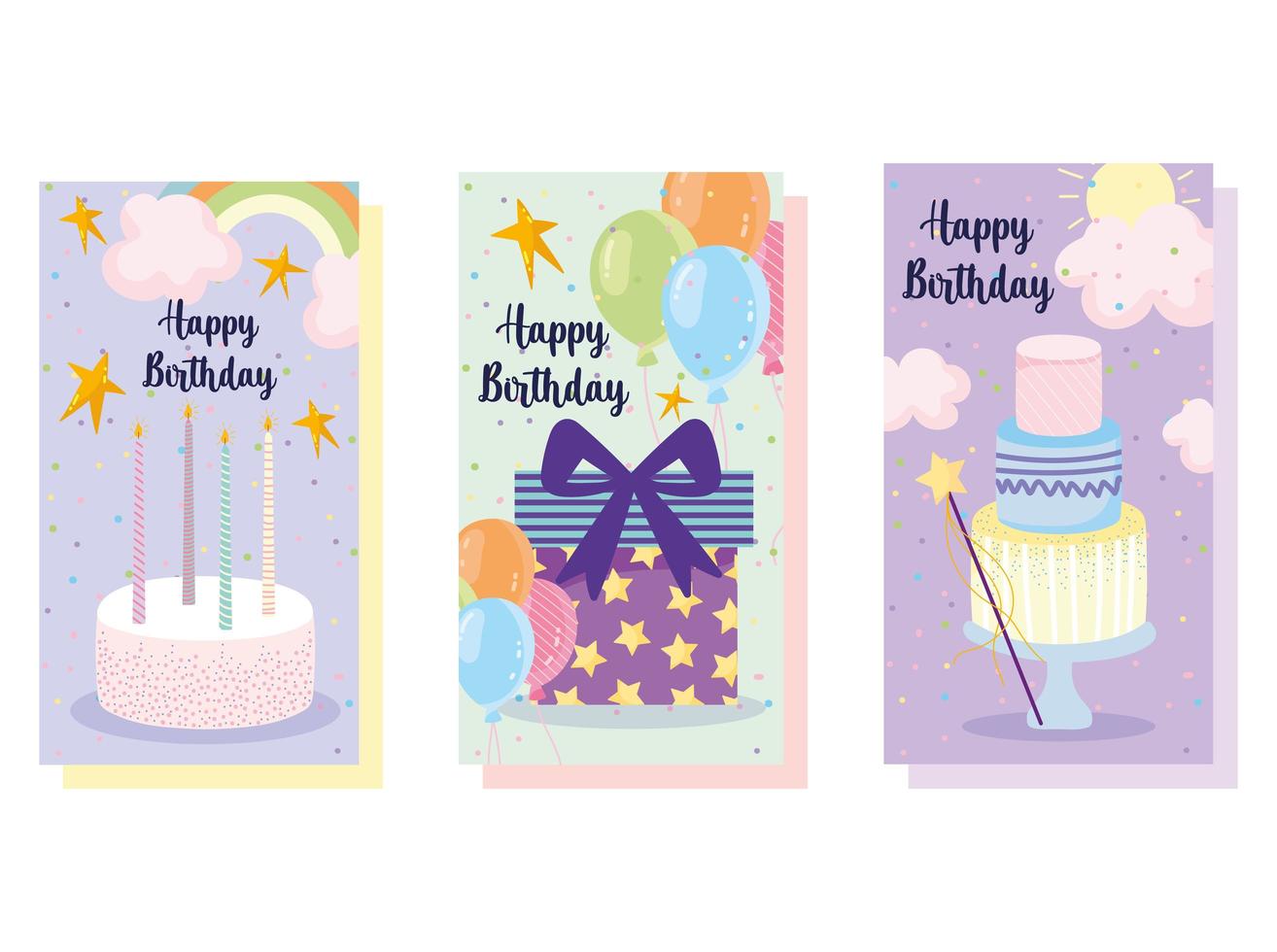 Happy birthday cake balloons vector