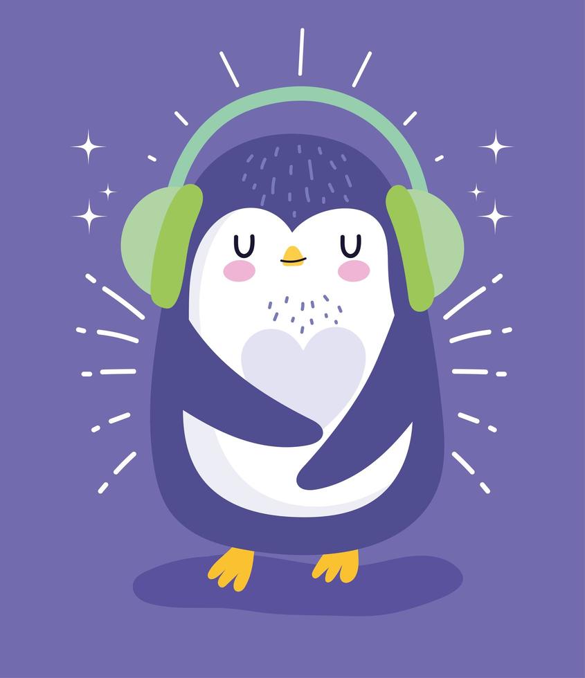 Penguin earmuffs winter  vector