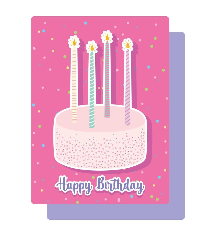 Sweet cake with candles card vector