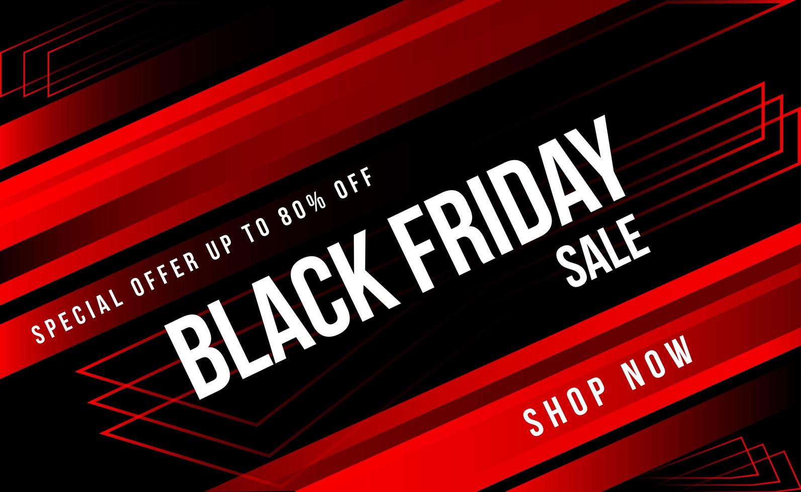 Black Friday red and black dynamic sale banner vector