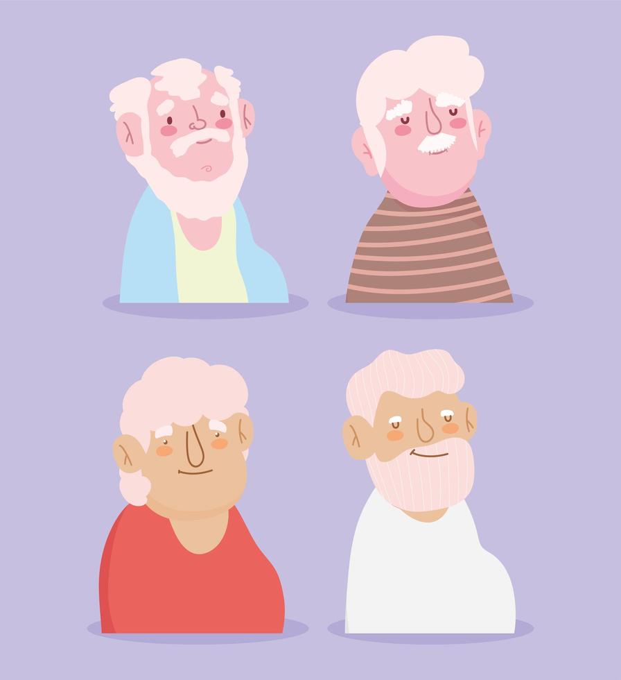 Happy grandparents day, cute grandfathers vector