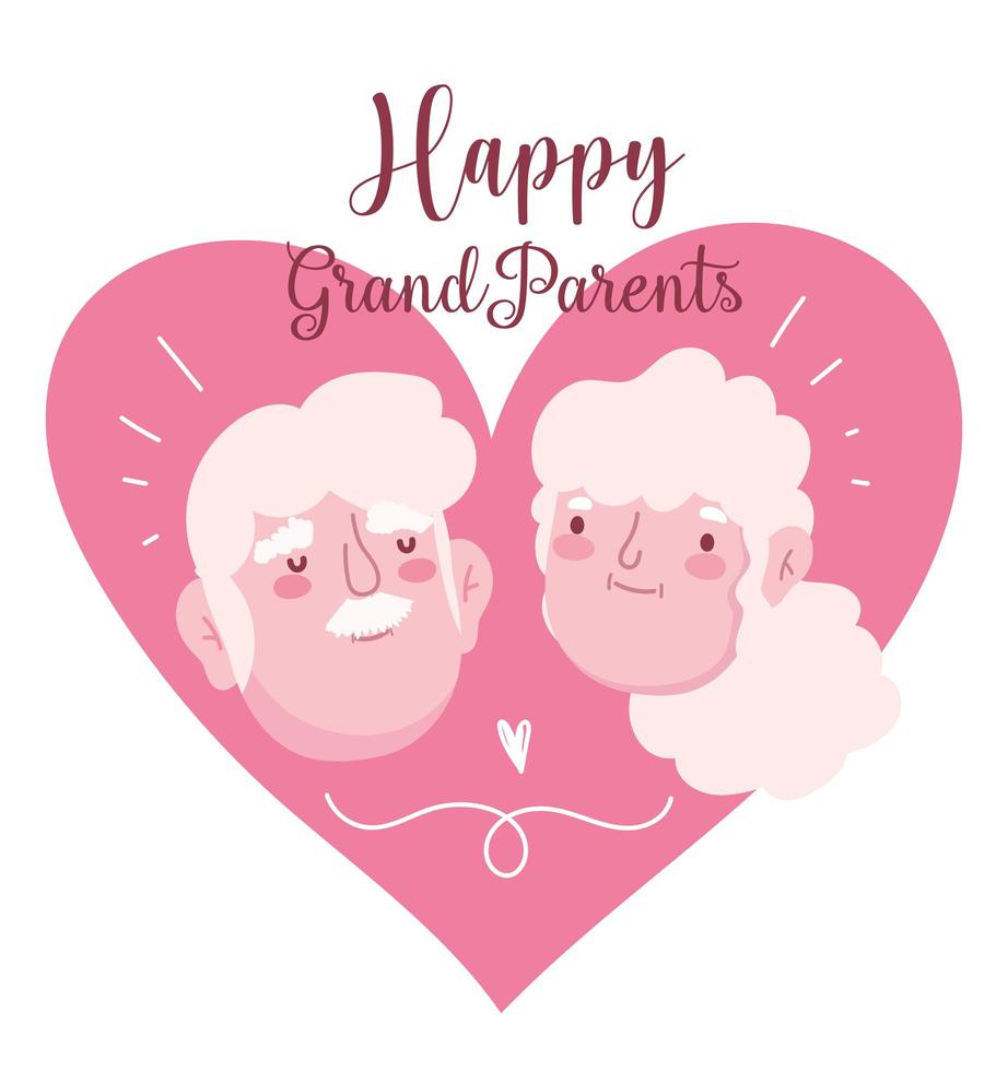 Happy grandparents day old couple faces vector