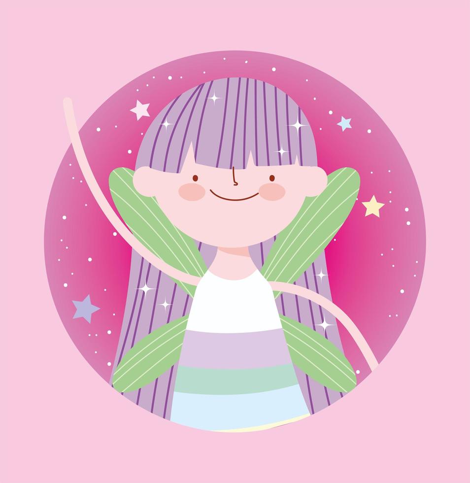 Magic fairy princess in circle frame vector