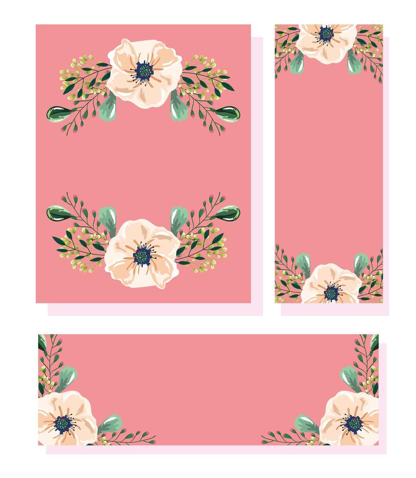 conjunto de tarjeta floral acuarela vector