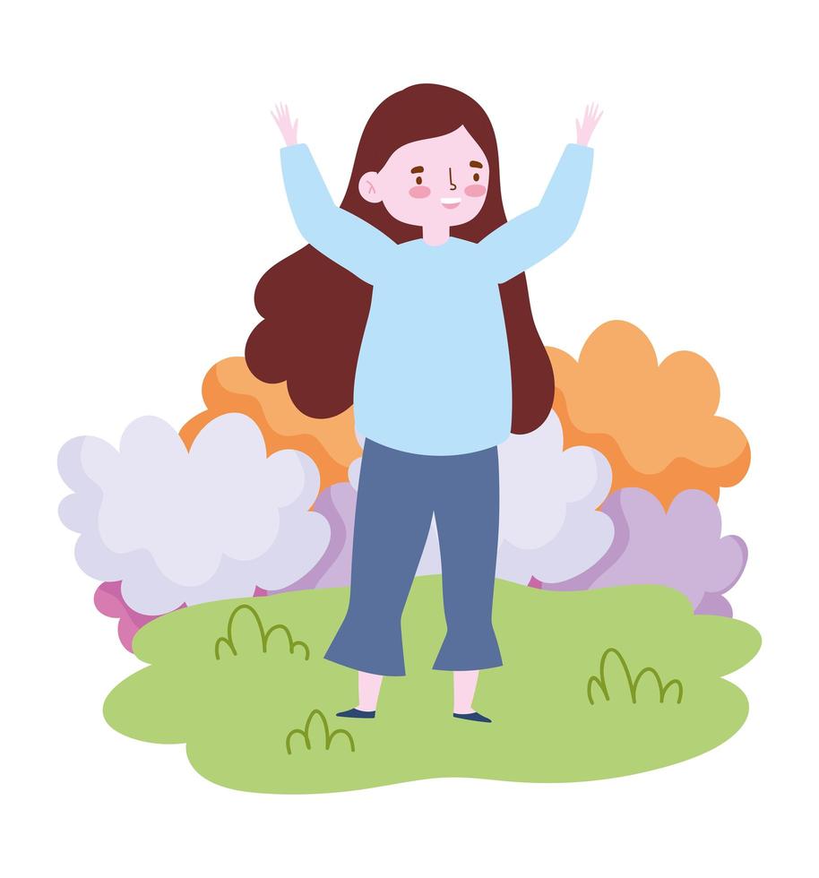 Character Woman Standing in the Grass vector