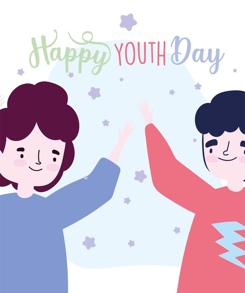 Happy Youth Day Two Men Celebrating Poster vector