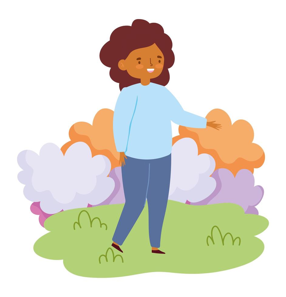 Character Woman Standing in the Grass vector