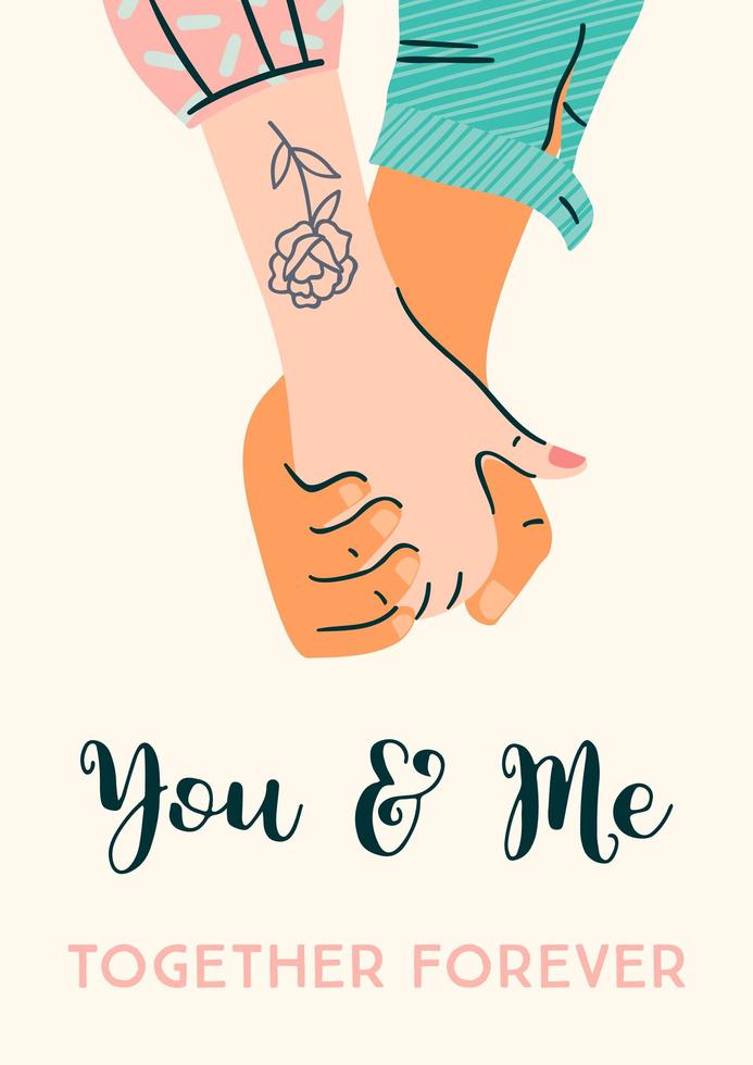 Couple holding hands for Valentine's Day card vector