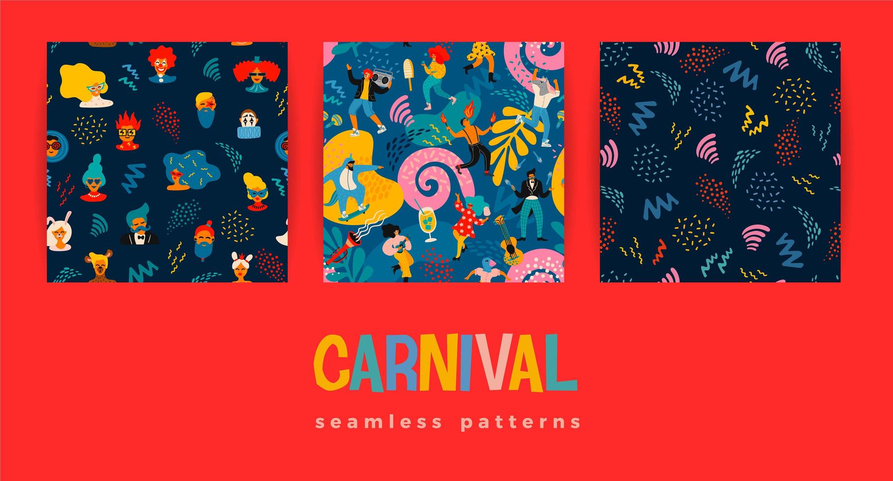 conjunto de patrones sin fisuras de carnaval vector