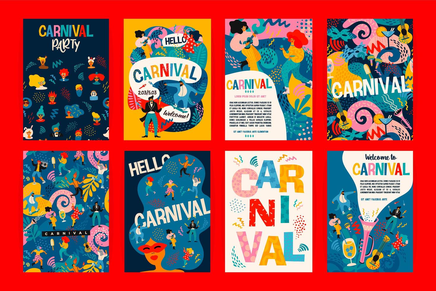 Set of Carnival poster designs  vector