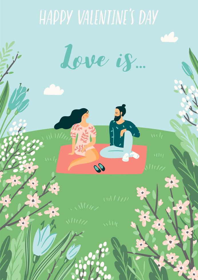 Young man and woman for Valentine's Day card  vector