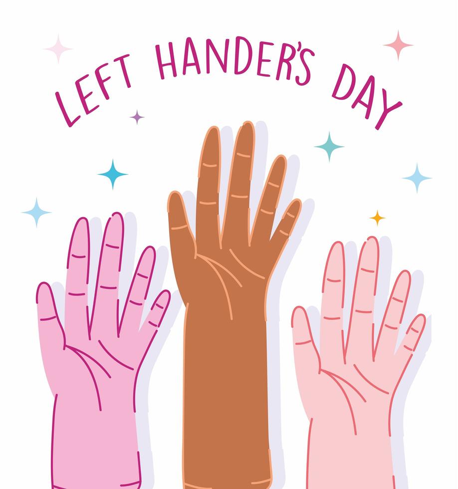 Left handers day, human hands diversity cartoon vector
