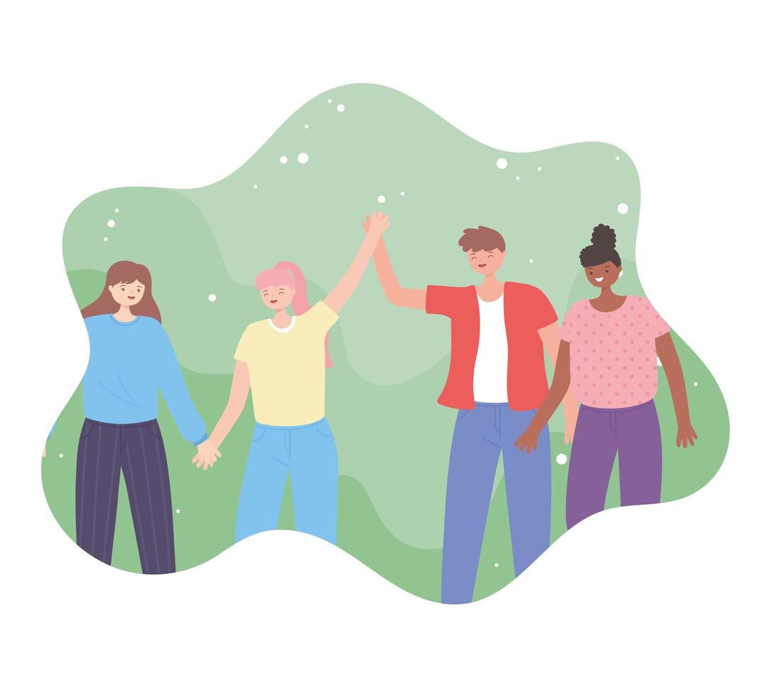 Happy people together vector