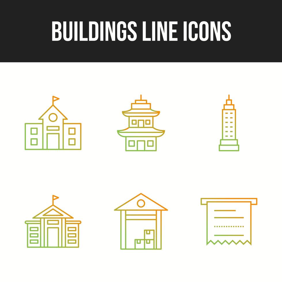 6 gradient line business icons vector