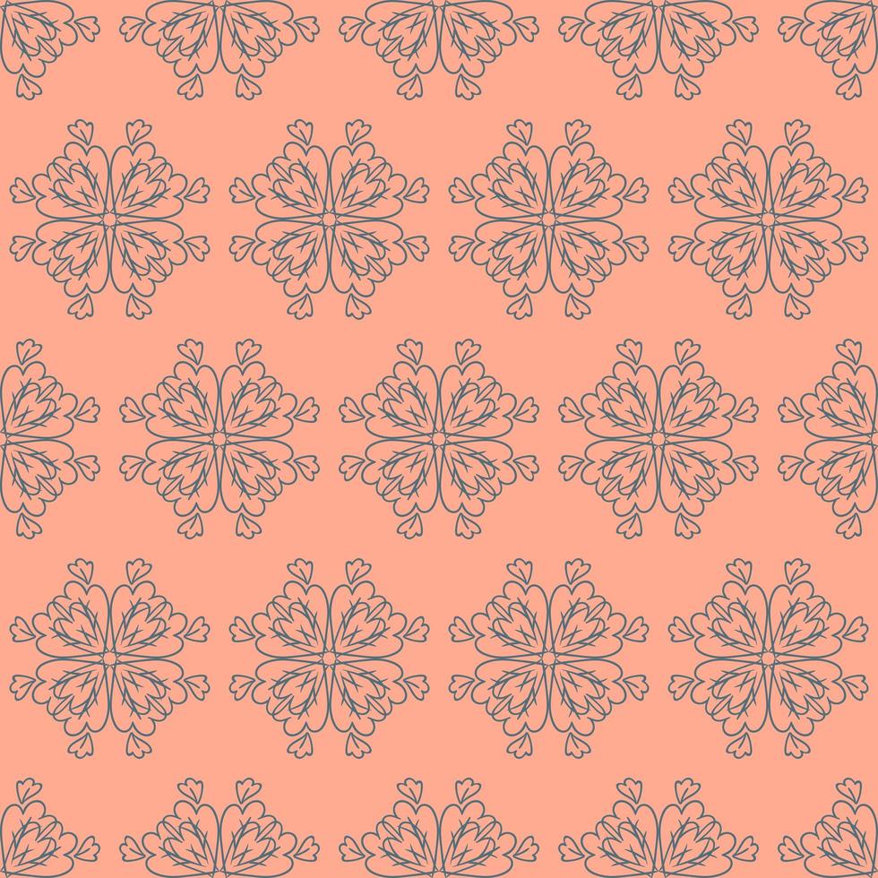 Unique Style Blue and Peach Ornamental Pattern vector
