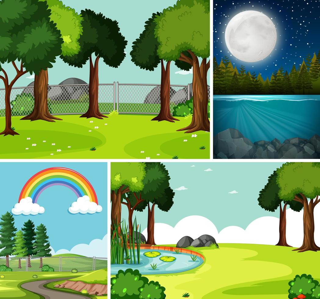 Four different scenes in nature setting vector