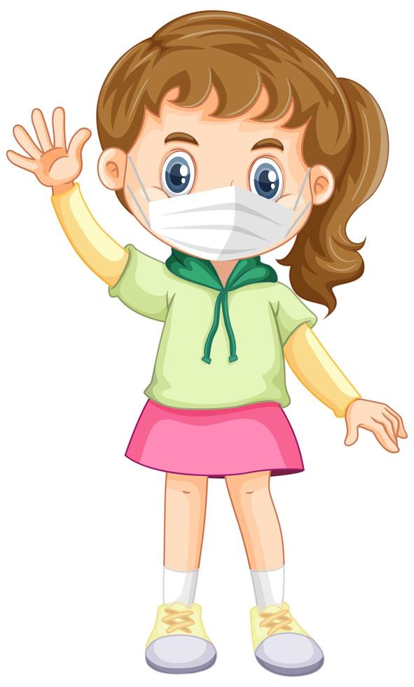 Girl cartoon character wearing a mask vector