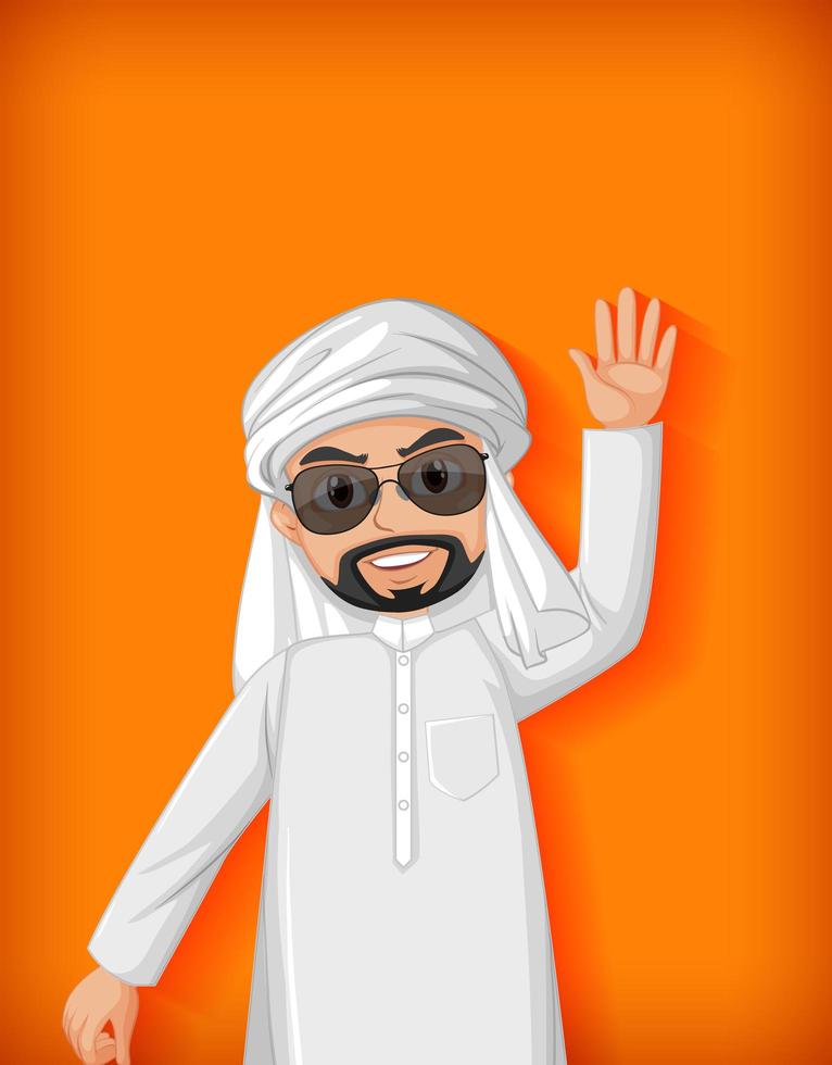 Arab man cartoon character on orange background vector