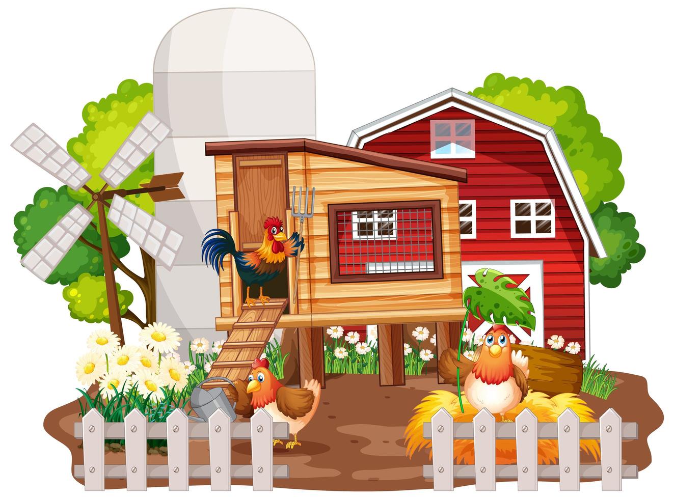 Farm theme background with farm animals vector