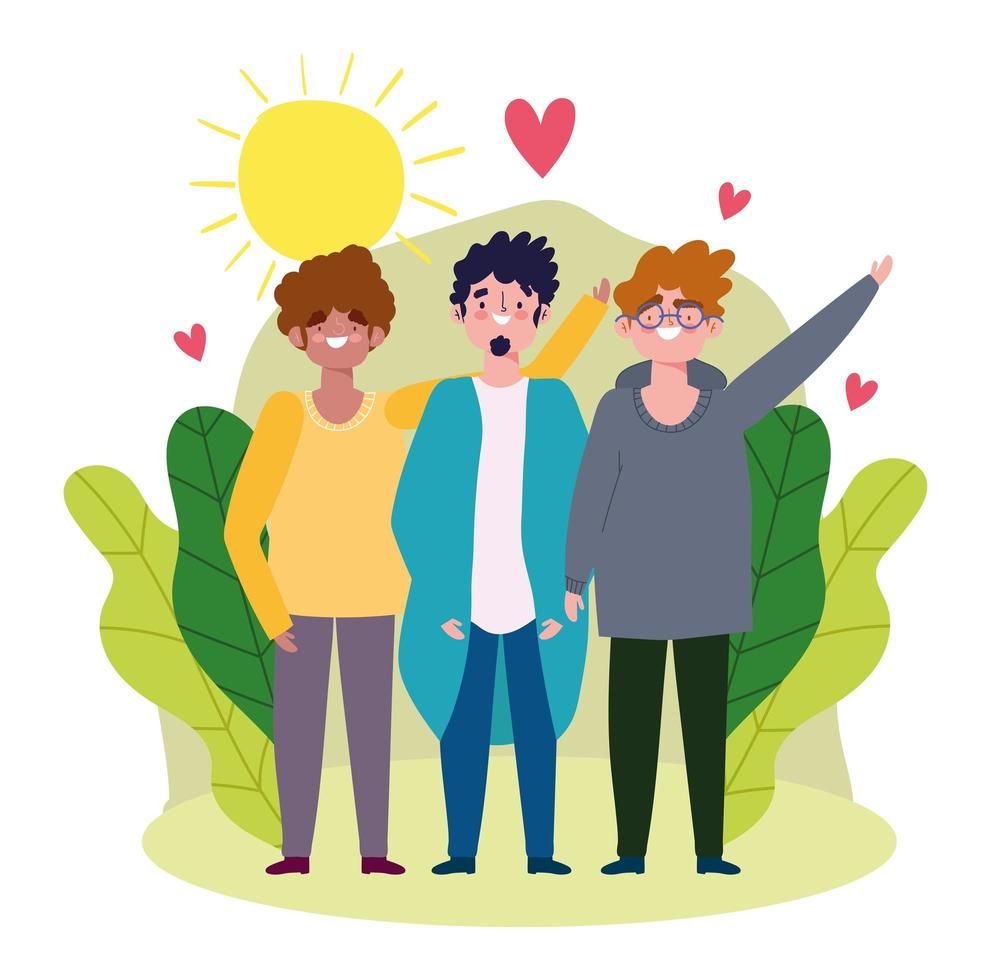 Young men celebrating Friendship Day vector