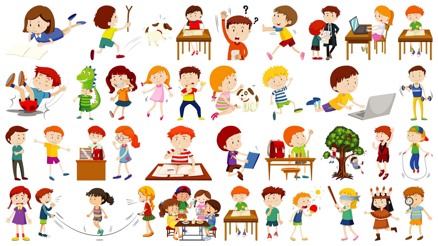 Set of kids cartoon character vector