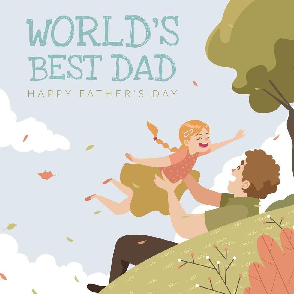 A Father Playing with His Daugter odn Father's Day vector