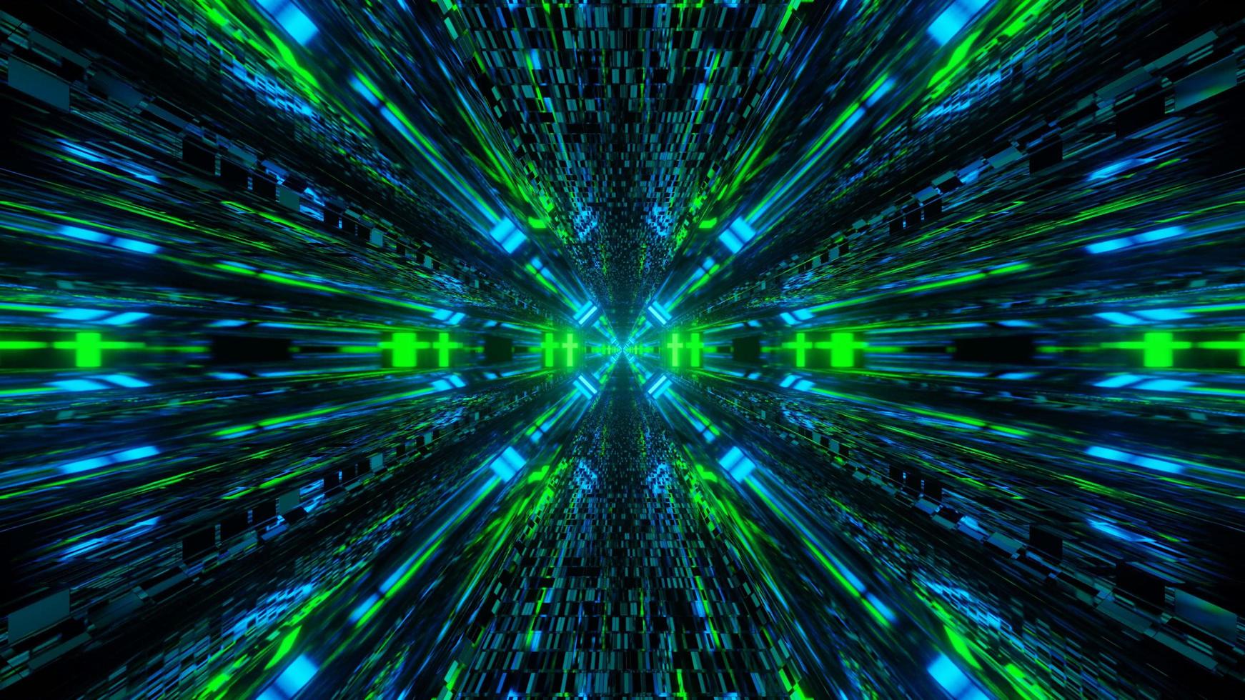 Neon light way passage in the dark  photo