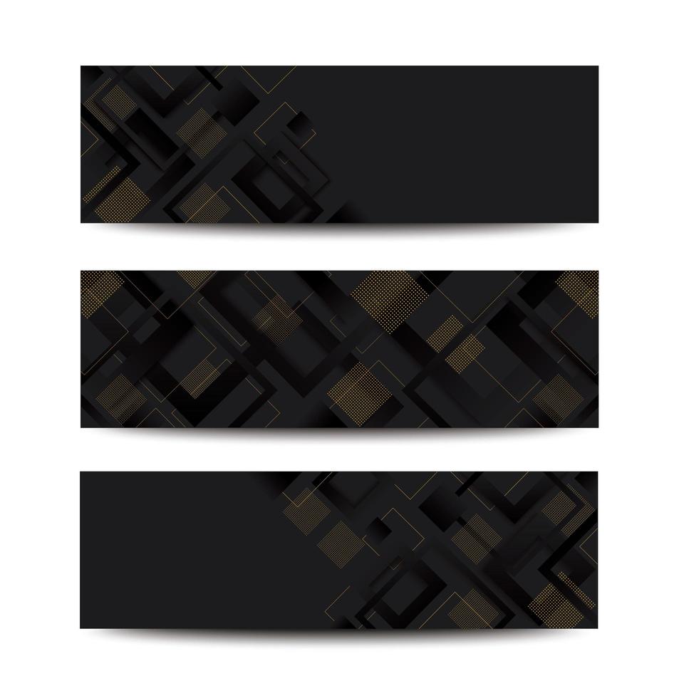 Modern black and gold gradient trendy banner set vector