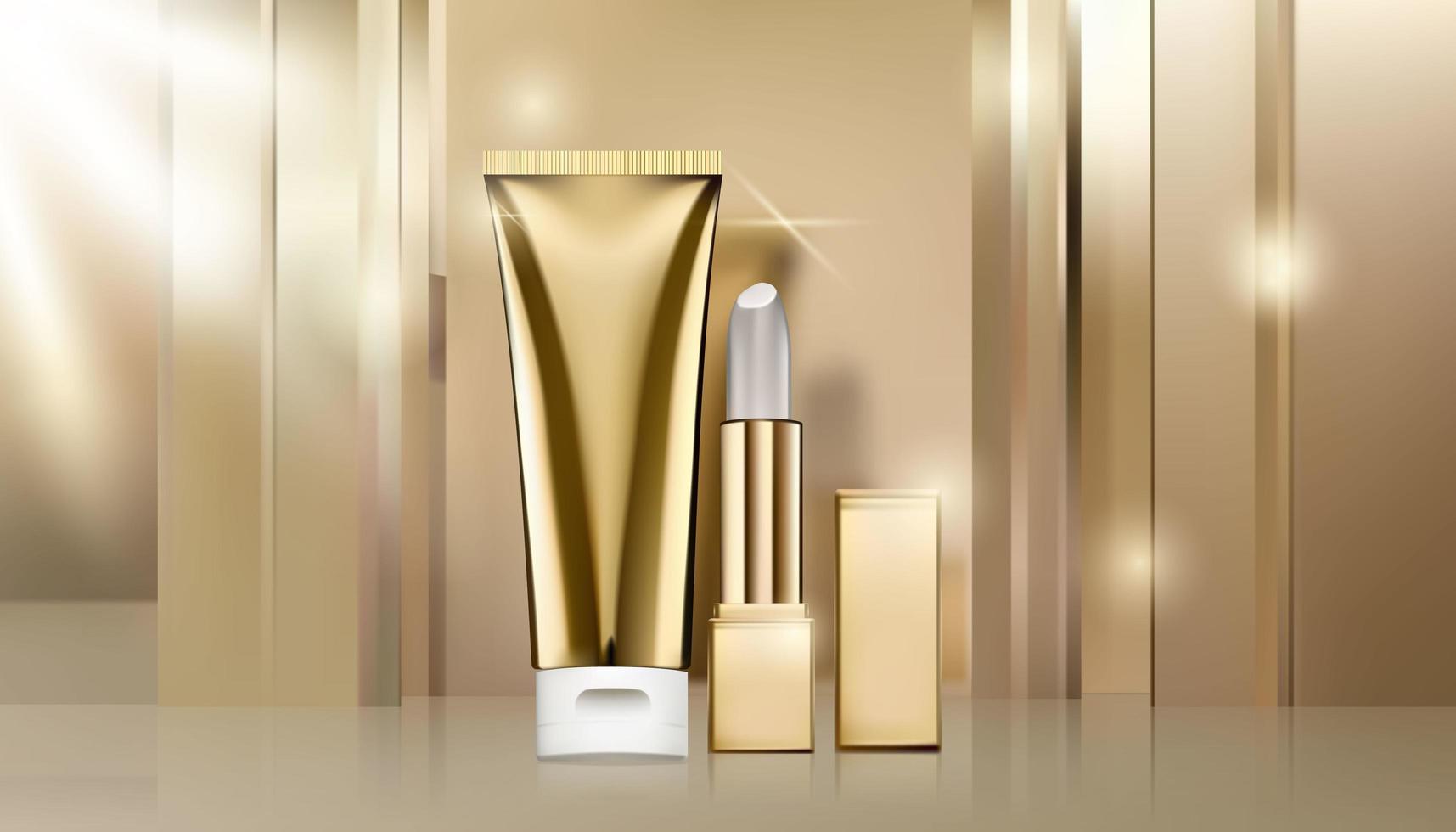 Golden cosmetic ad template vector