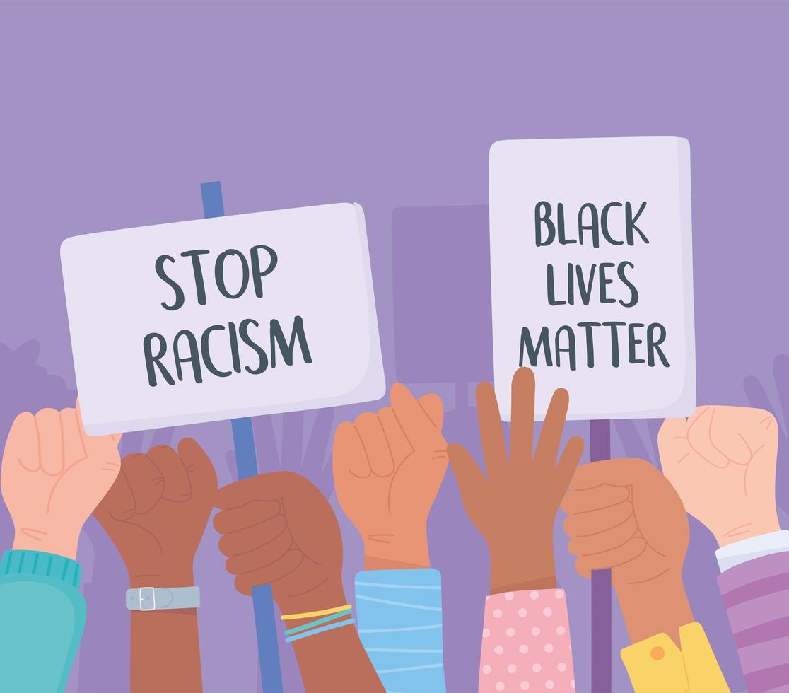 Black lives matter and stop racism awareness campaign vector