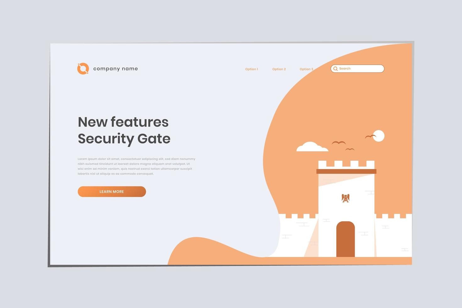 New Features Security Gate, Seljuk Landing Page Template vector