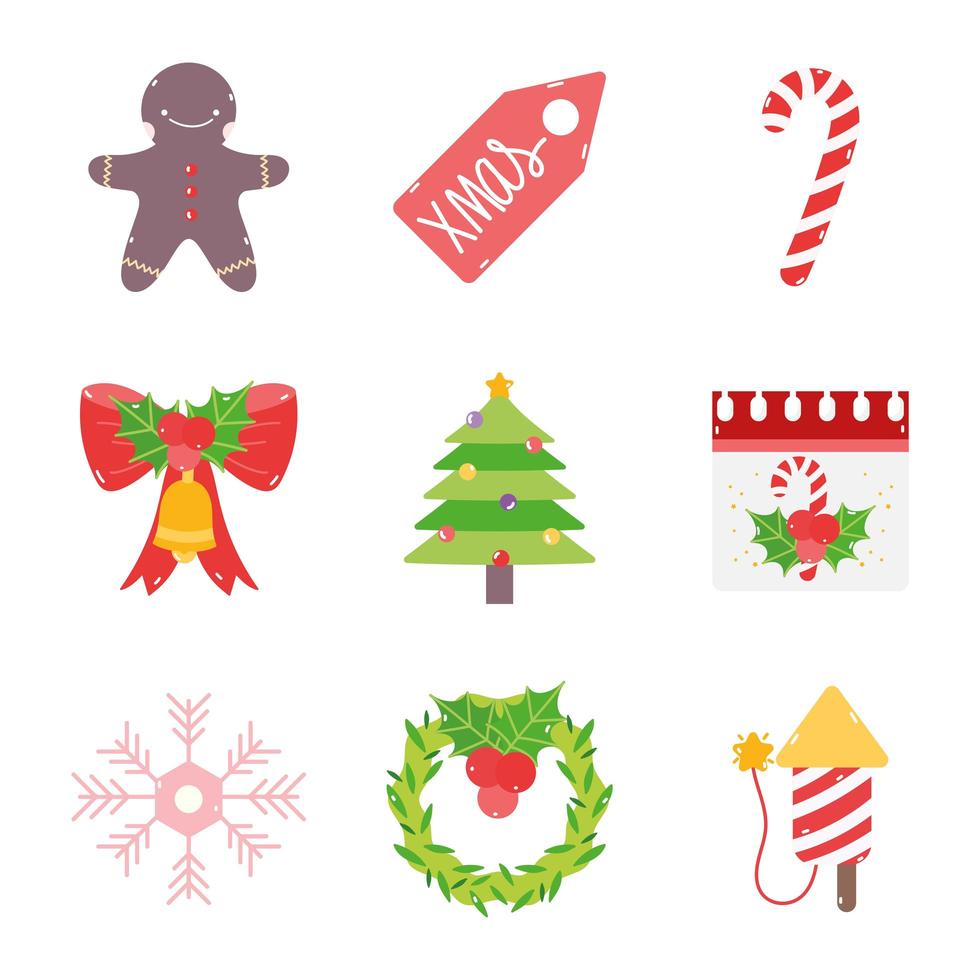 Christmas decoration icon collection  vector