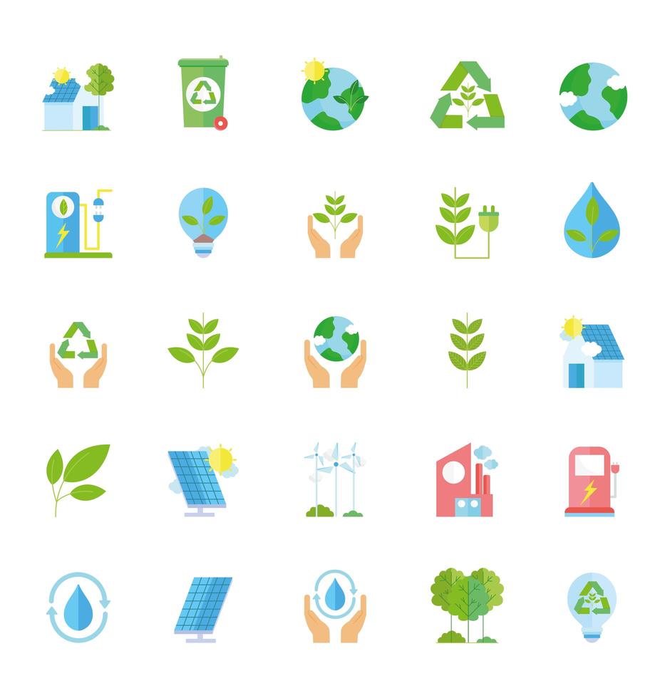 colección de iconos de ecología y reciclaje vector