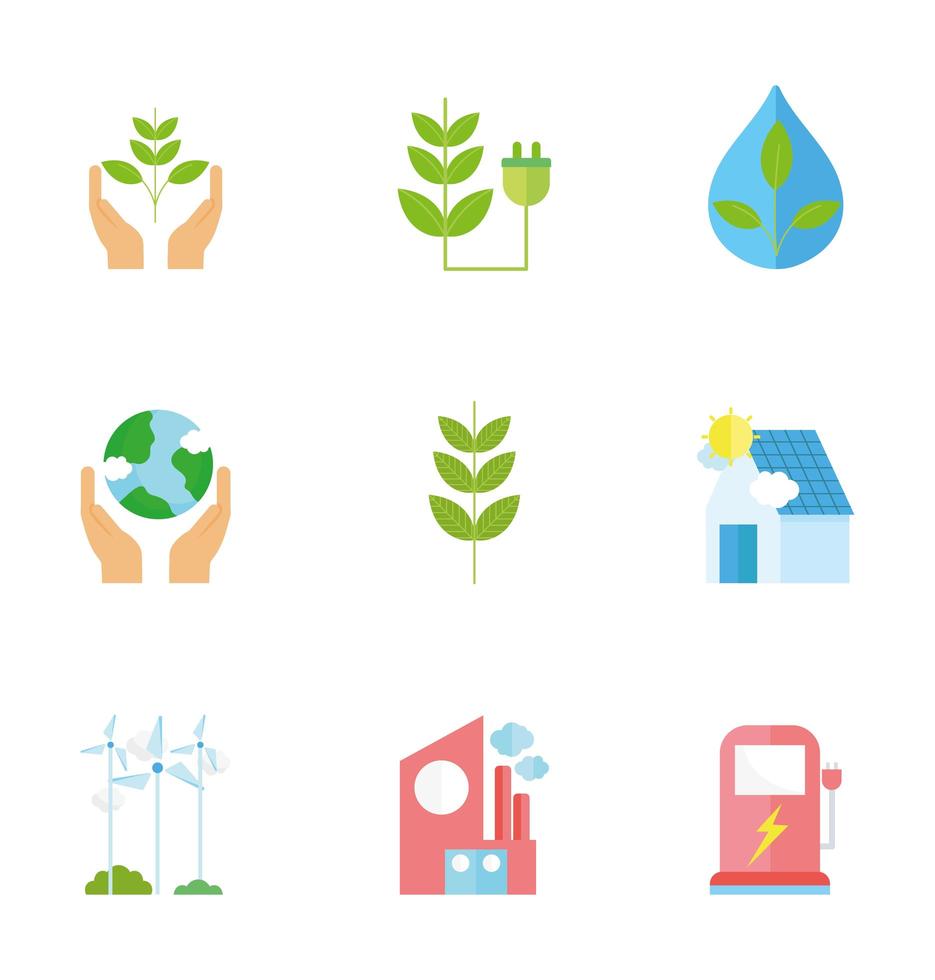 colección de iconos de ecología y reciclaje vector
