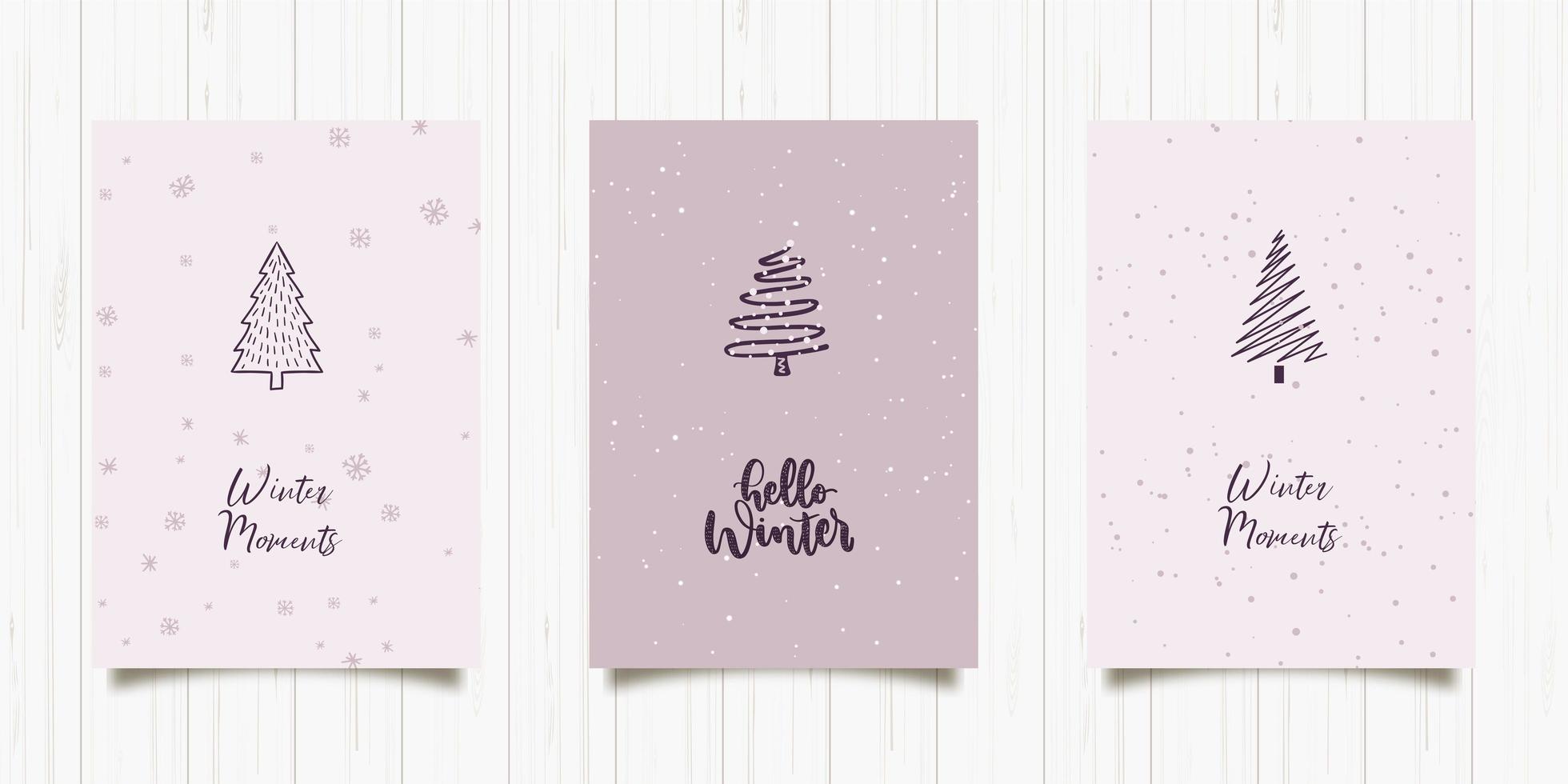 postales de invierno con estilo en estilo minimalista vector