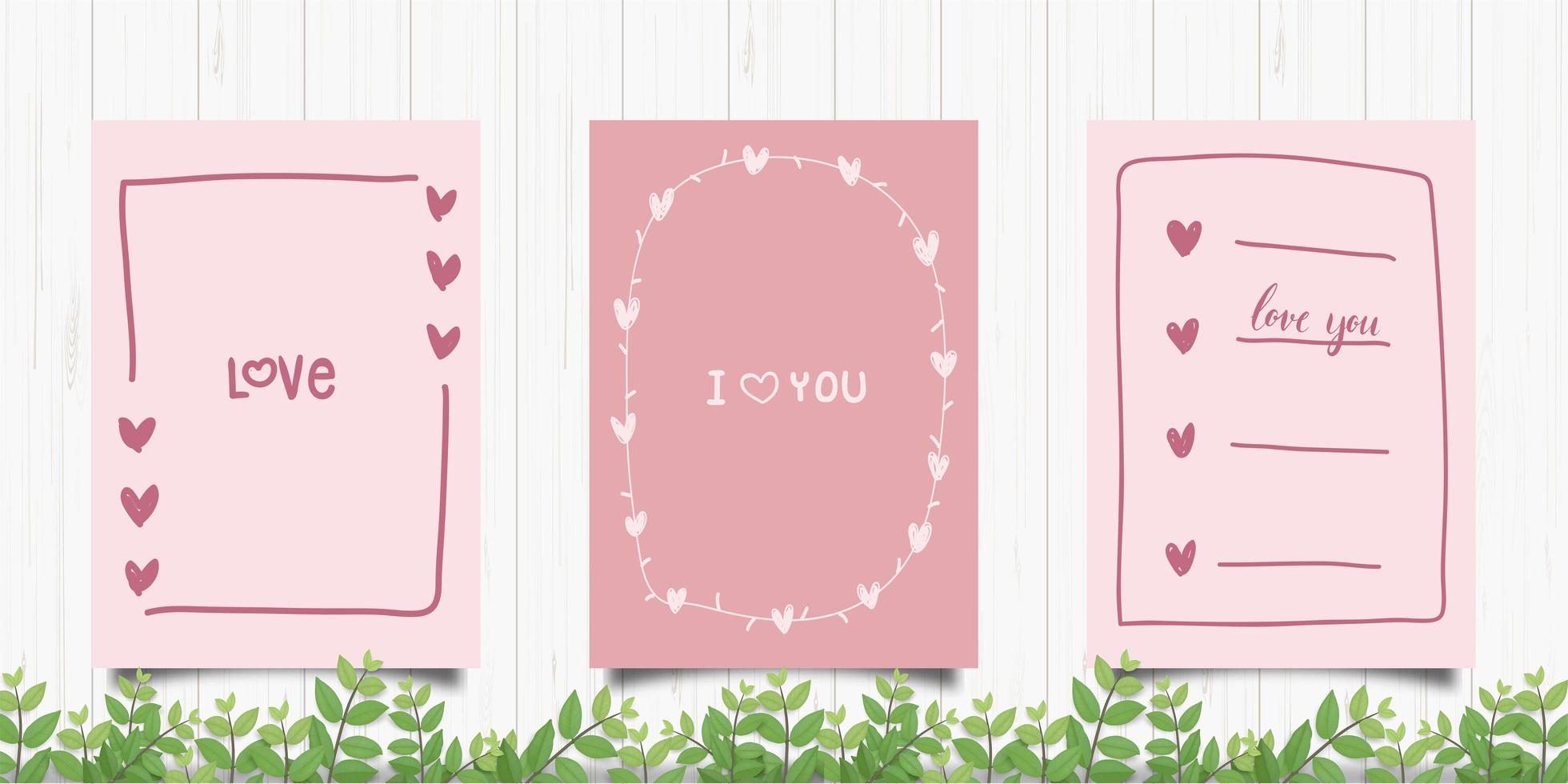 conjunto de lindas tarjetas románticas vector