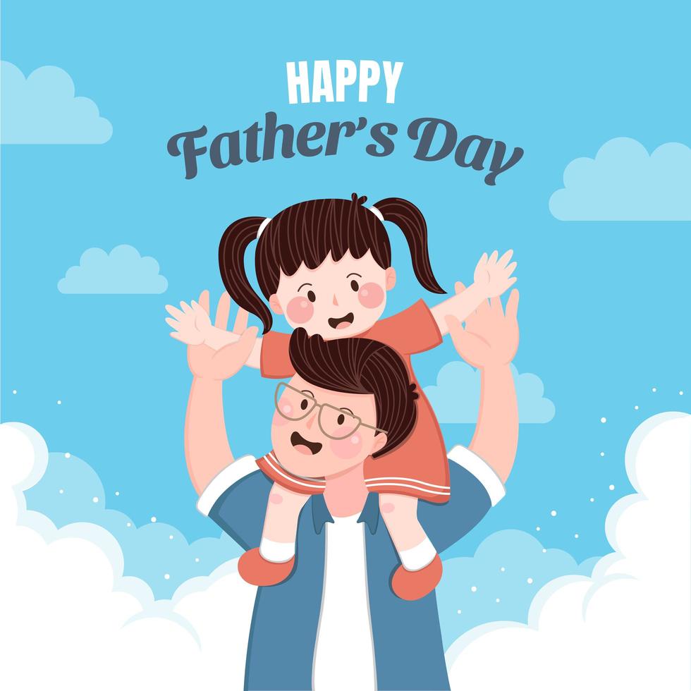 Father Carrying his Daughter on his Back vector