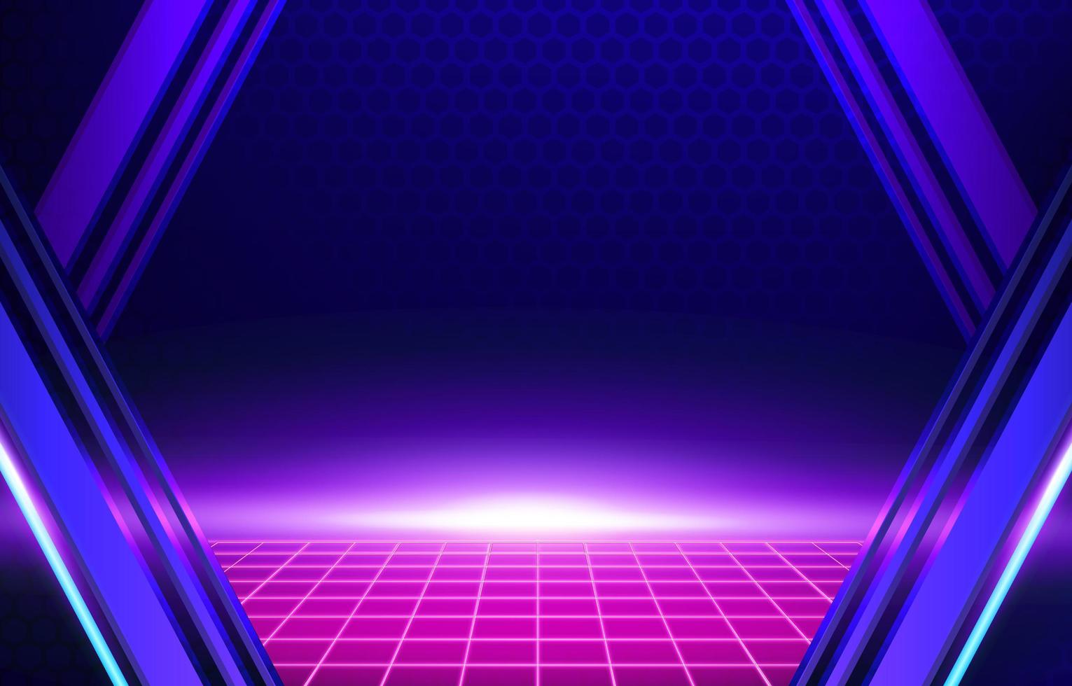 Luz de estilo cyberpunk violeta en el horizonte de fondo de neón vector