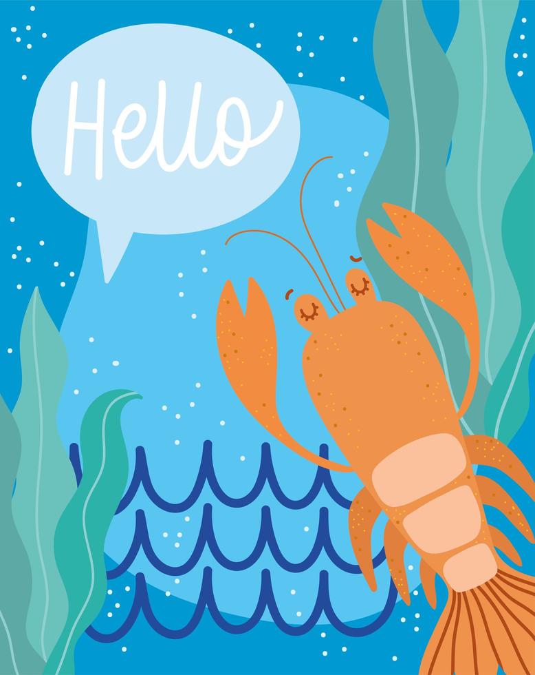 Lobster algae water marine life scene vector