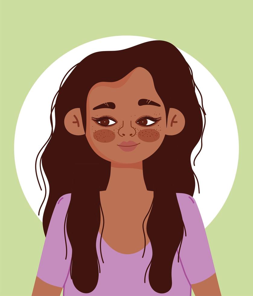 Young Hispanic woman character cartoon portrait vector