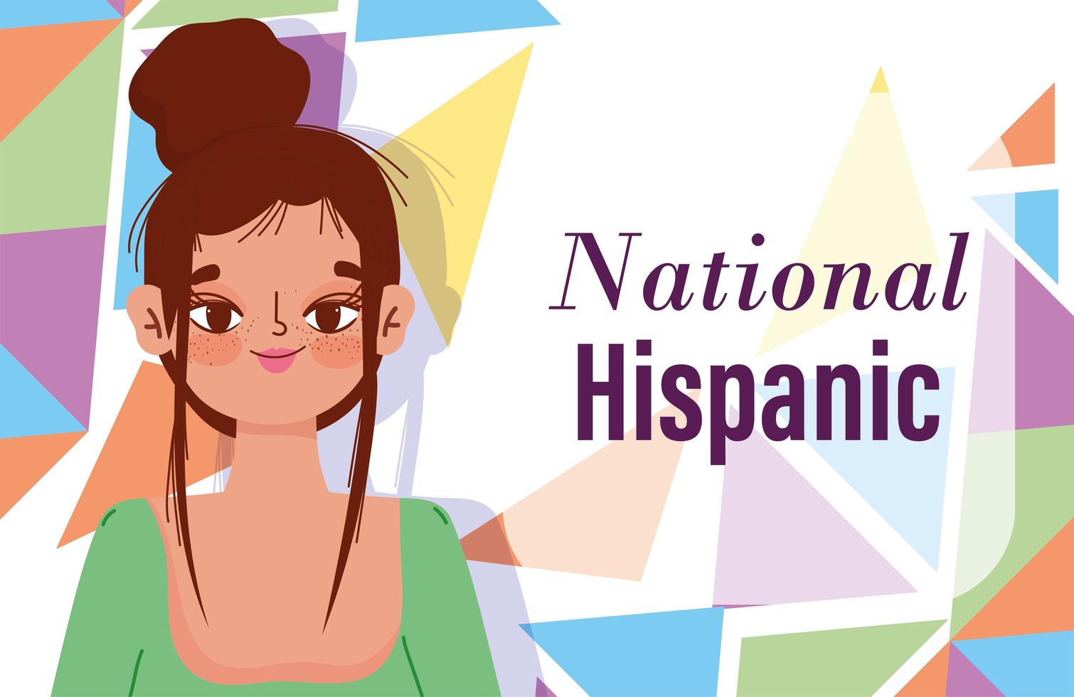 National Hispanic heritage month, young woman cartoon vector