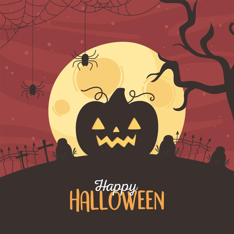 feliz halloween tarjeta de felicitación con calabaza vector