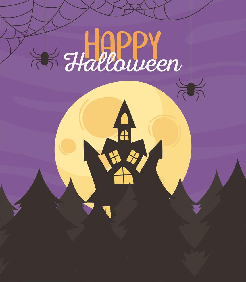 feliz halloween noche luna saludo diseño vector