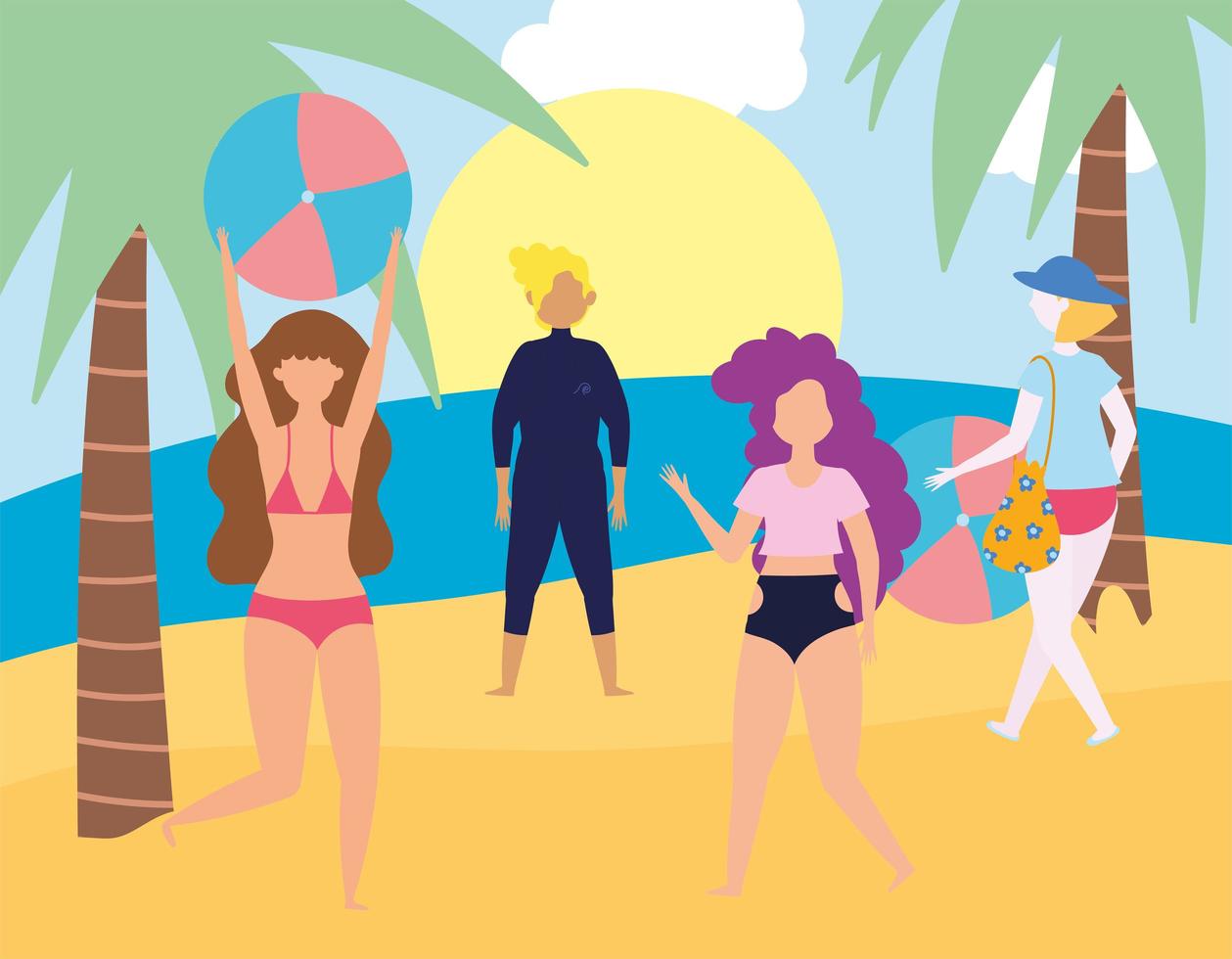 Summer people activities vector