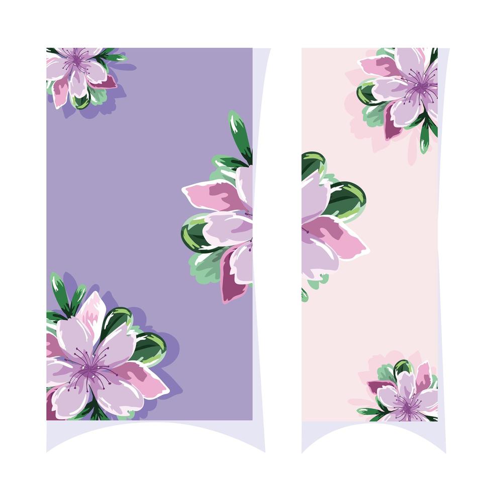 Watercolor style floral cards vector