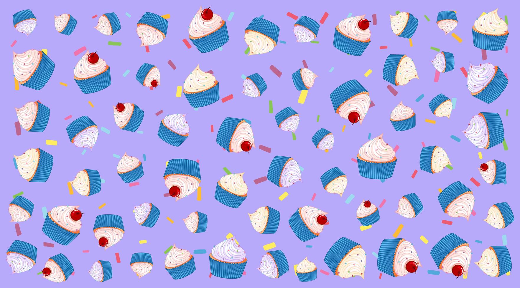 Background pattern with cupcakes vector